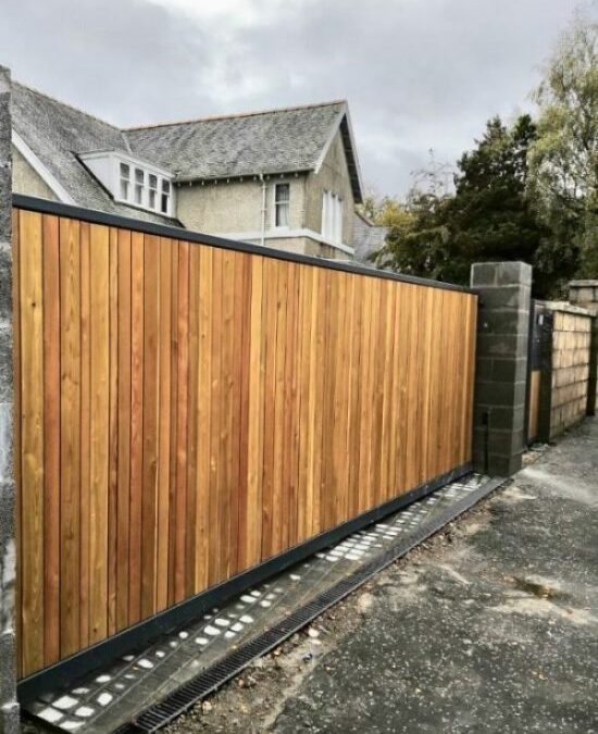 New Bespoke Cantilever Sliding Gate with matching pedestrian gate and infill panel