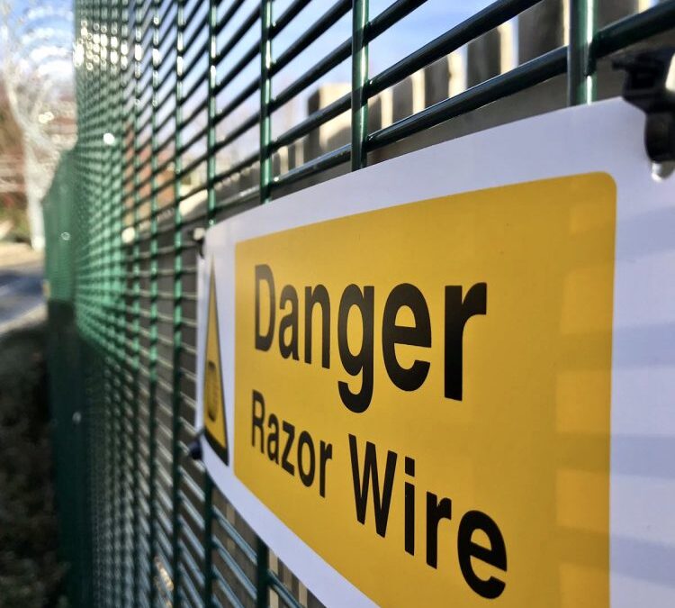 New Prison Mesh Security Fencing Topped With Razor Wire