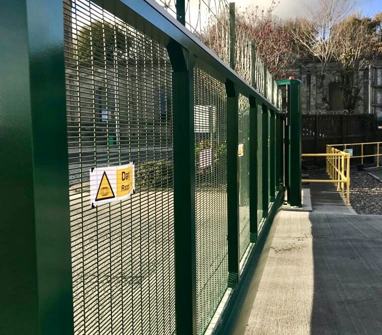 New Industrial Automatic Cantilever Sliding Gate With Matching Security Fencing