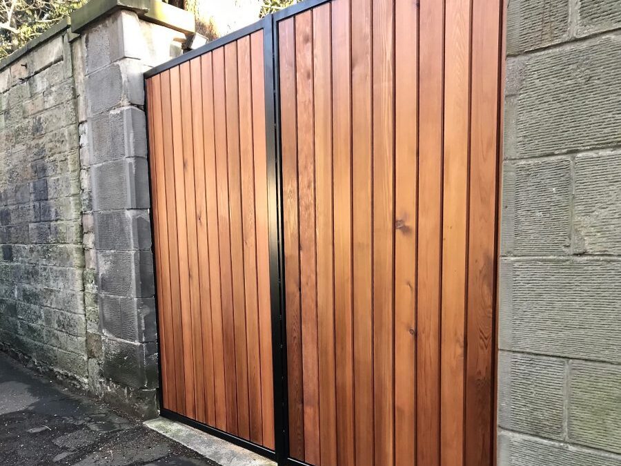 New Cedar Clad Steel Framed Swing Gates Edinburgh