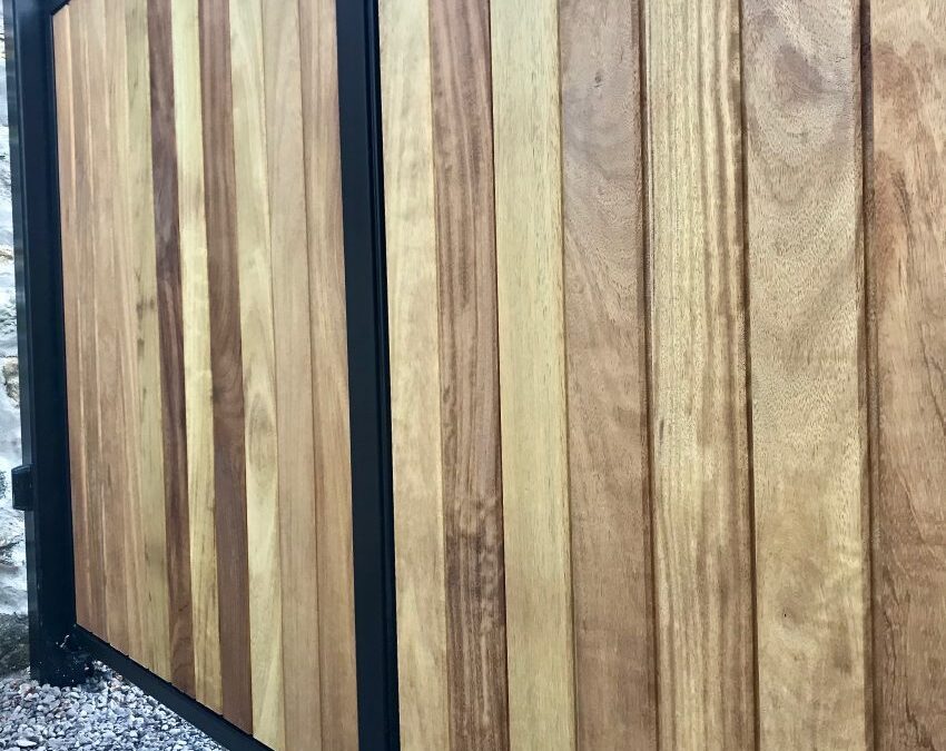 New Automatic Iroko Clad Metal Framed Swing Gates Dollar