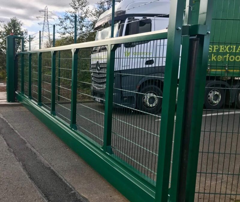 New Automatic Industrial Cantilever Sliding Gates With Matching Security Fencing Bathgate