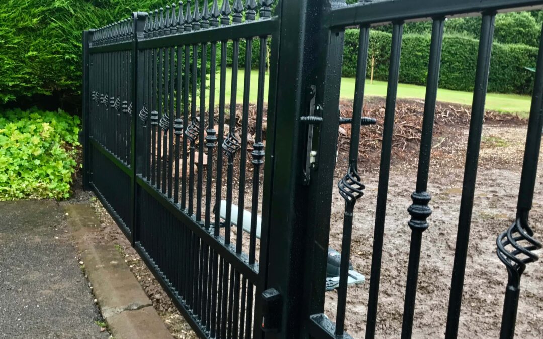New Automatic Metal Gates With Matching Pedestrian Gate Killearn
