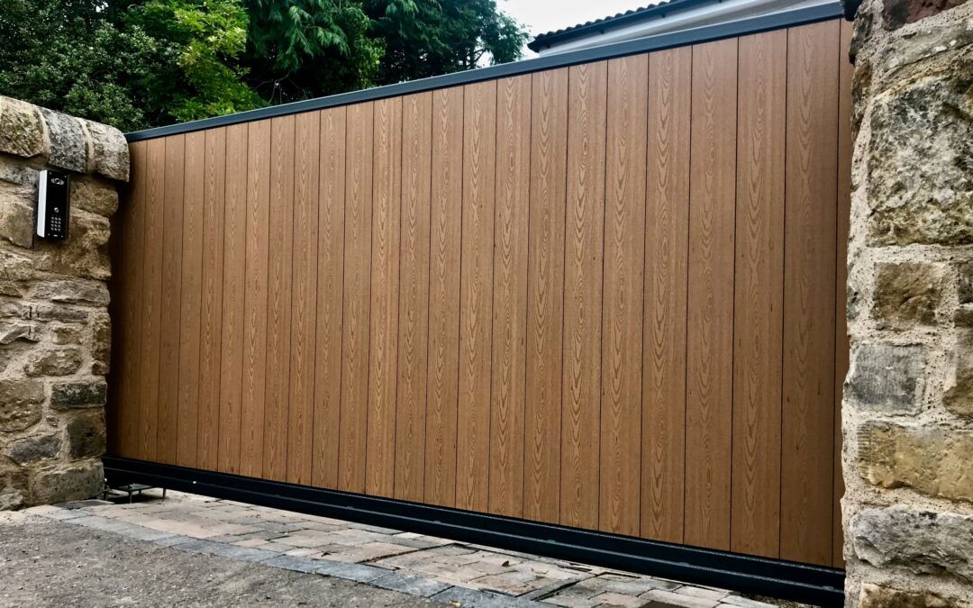 New Automatic Metal Frame Composite Infill Cantilever Sliding Gate Edinburgh