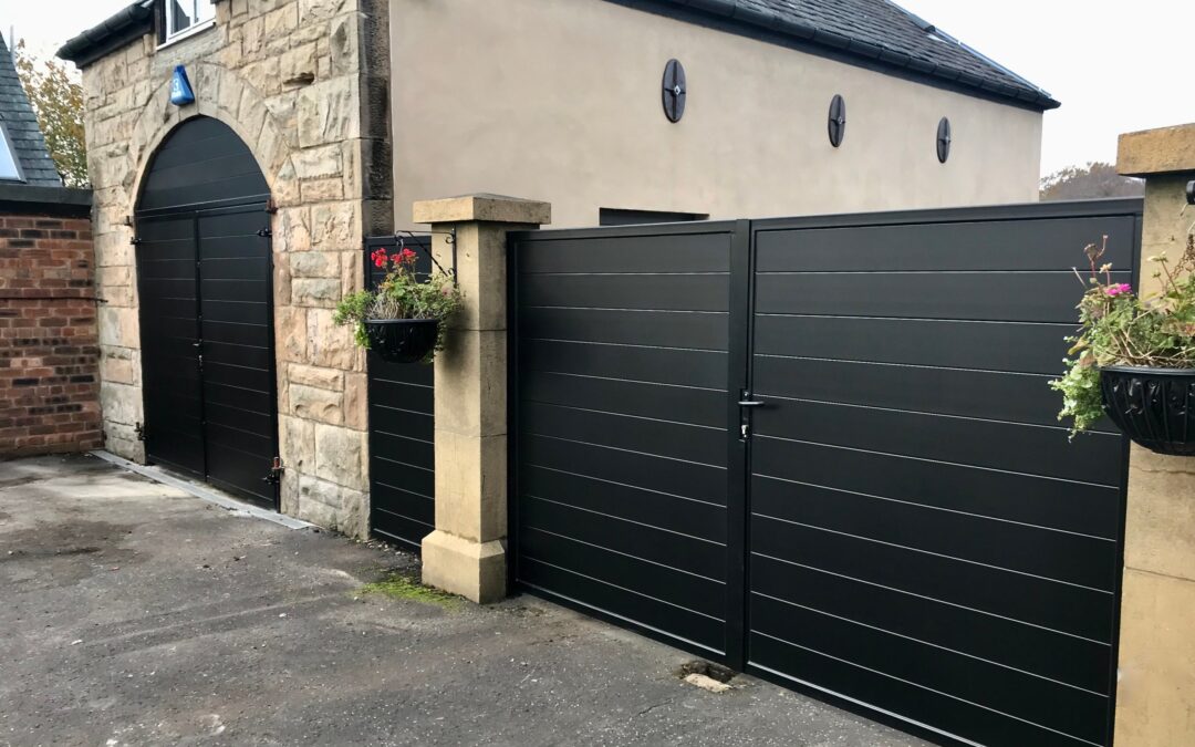 New Aluminium Garage Doors To Match Previously installed Driveway Gates Linlithgow