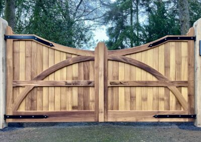AES (SCOTLAND) LTD recently installed automatic Iroko gates hung from Oak posts Edinburgh