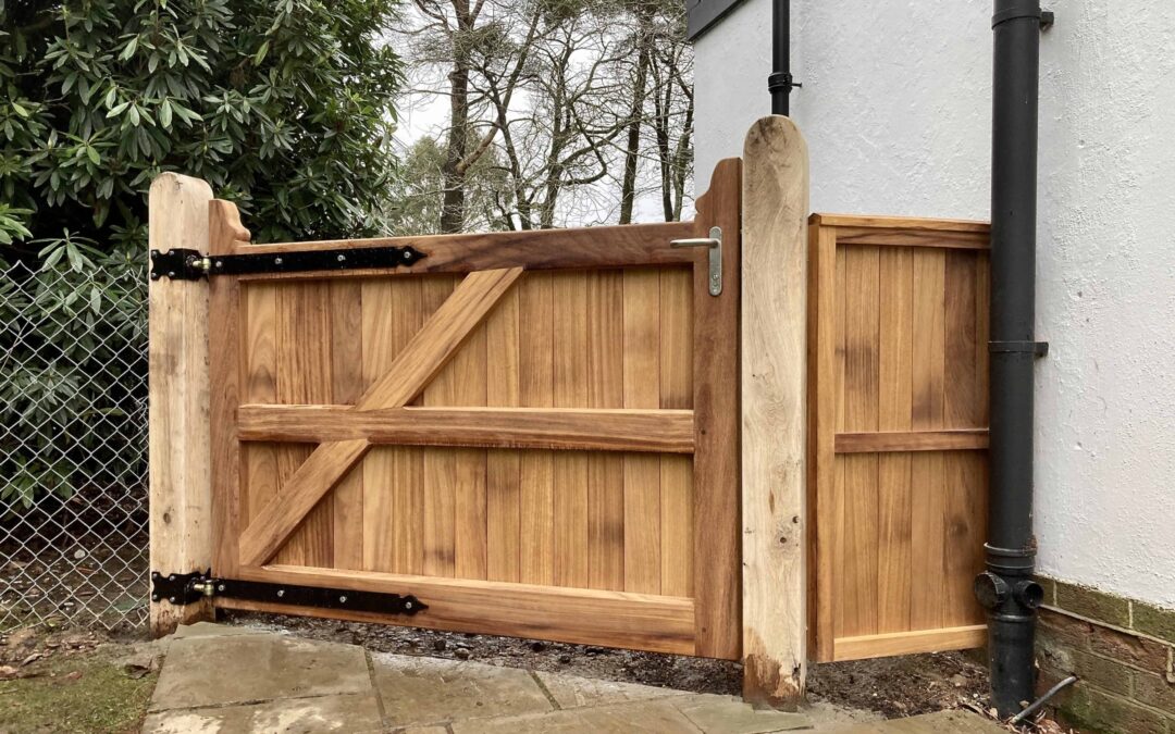 New Iroko Pedestrian Gate With Matching Side Panel Edinburgh
