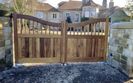 AES (SCOTLAND) LTD newly installed Iroko driveway gates, using client's existing automation. ‍‍‍‍‍‍