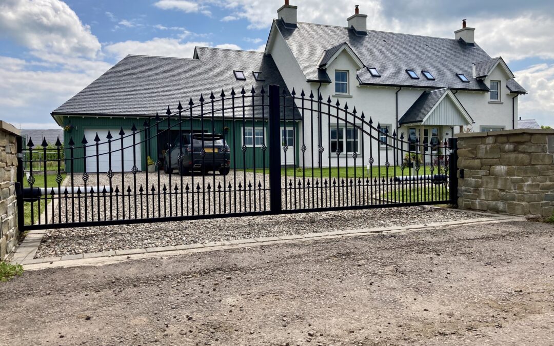 New Automatic Wrought Iron Gates With Matching Pedestrian Gate Perth