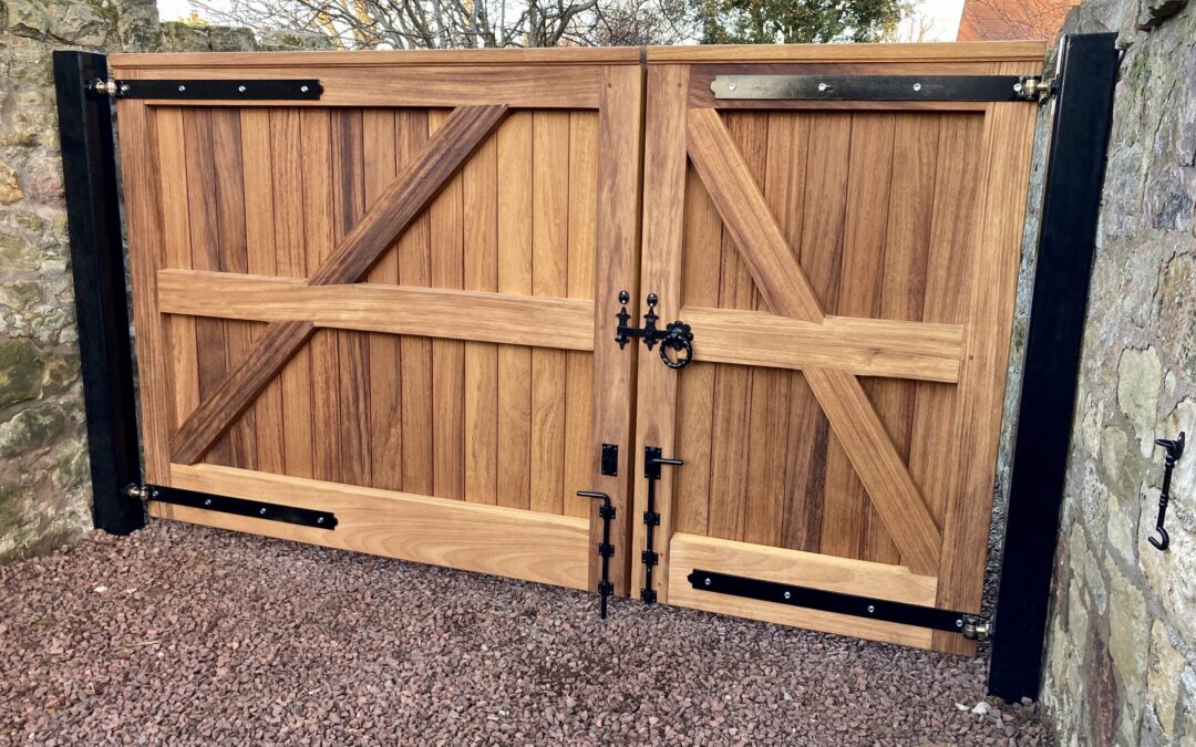 Manual Iroko Wooden Driveway Gates Gullane