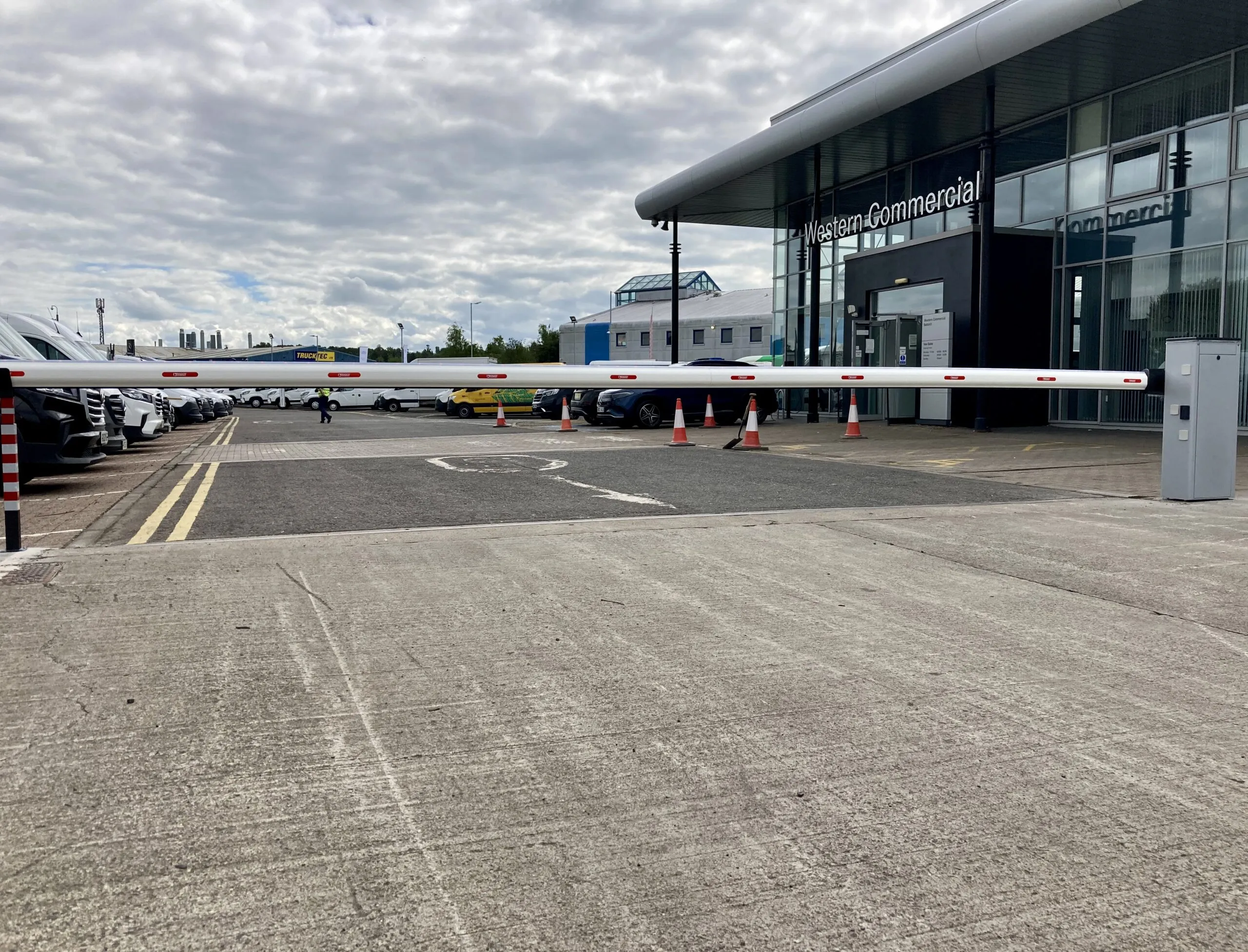 Automatic car park barrier installed at a commercial property in Edinburgh