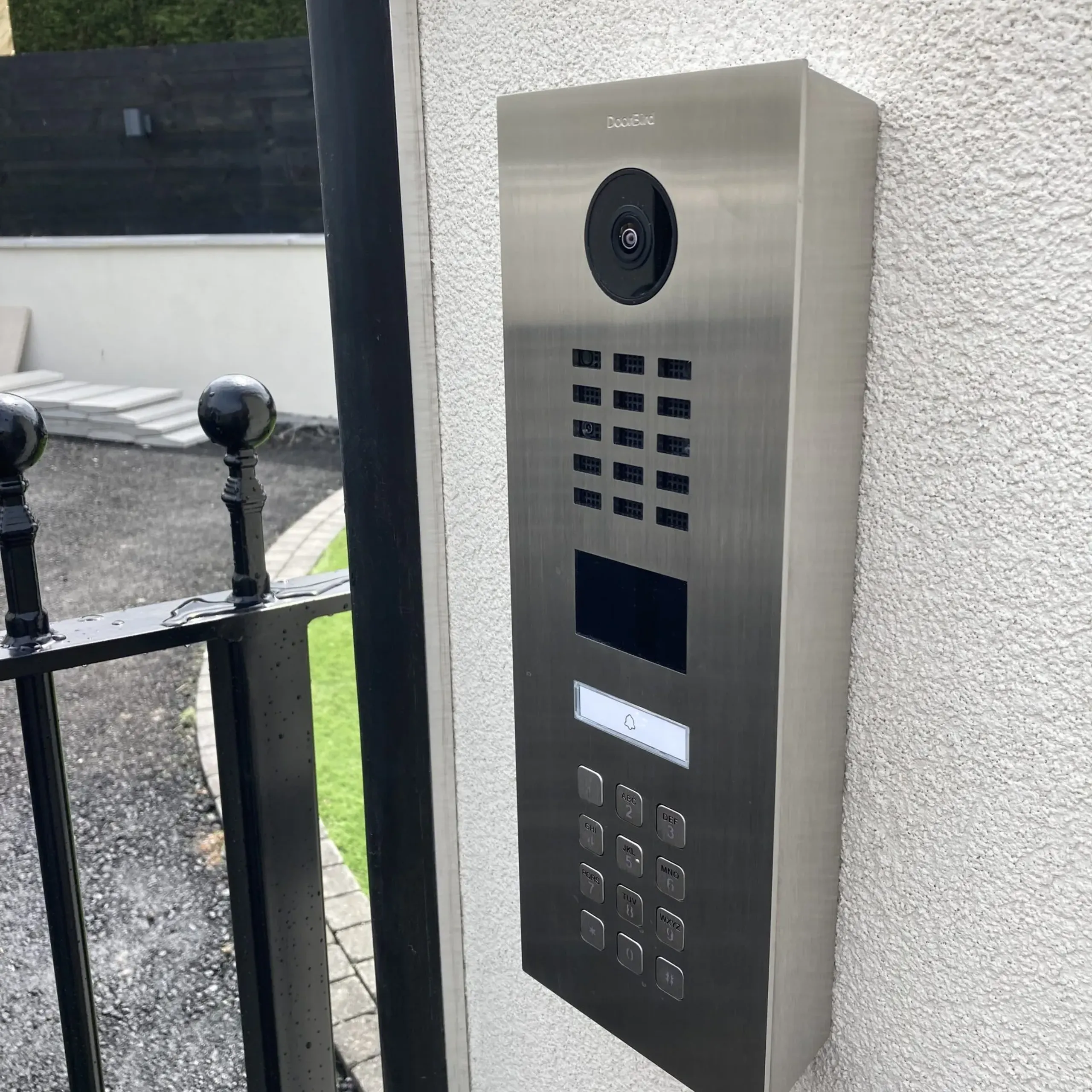 IP video intercom installed as part of an electric gate system in Edinburgh