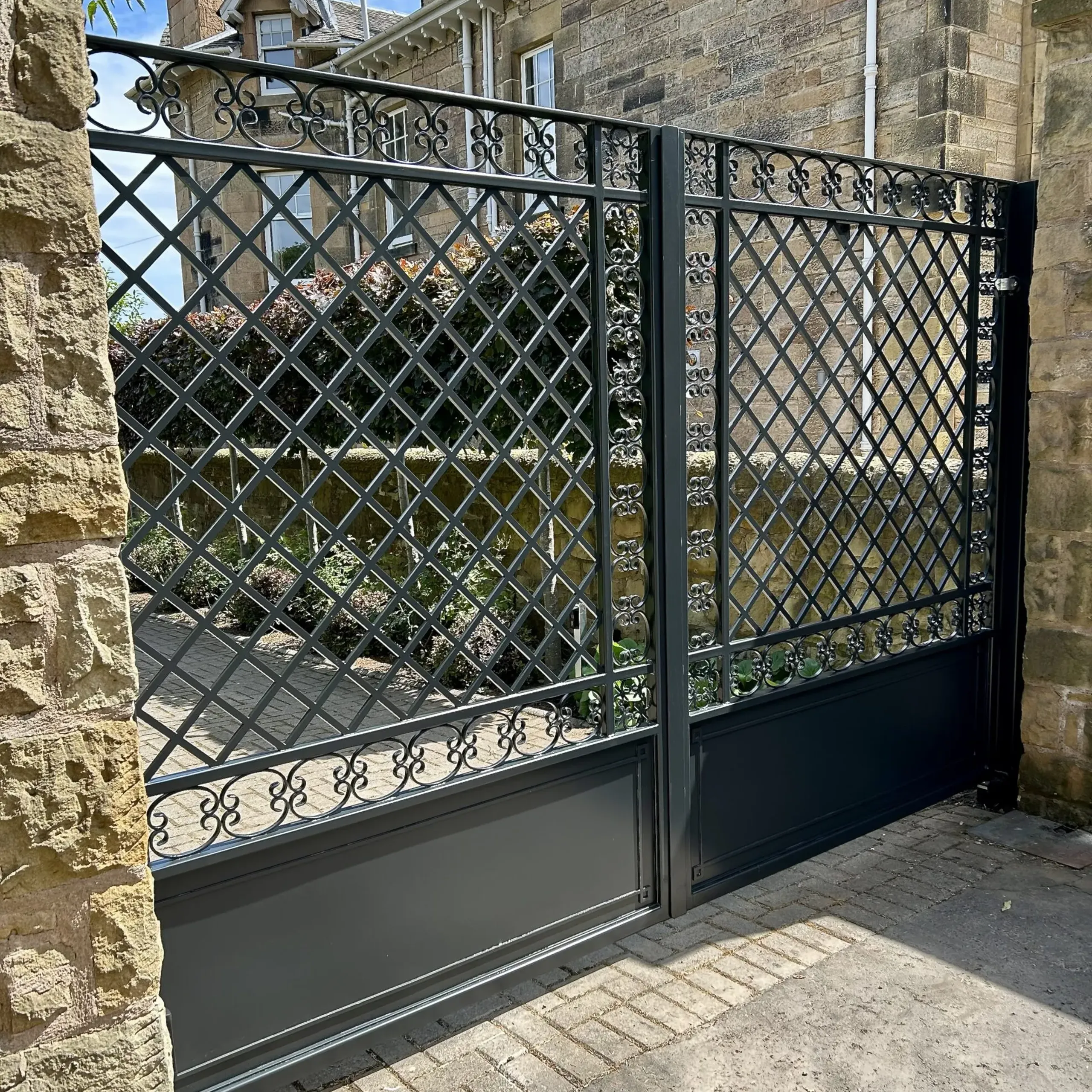 Bespoke electric wrought iron driveway gates installed in Edinburgh