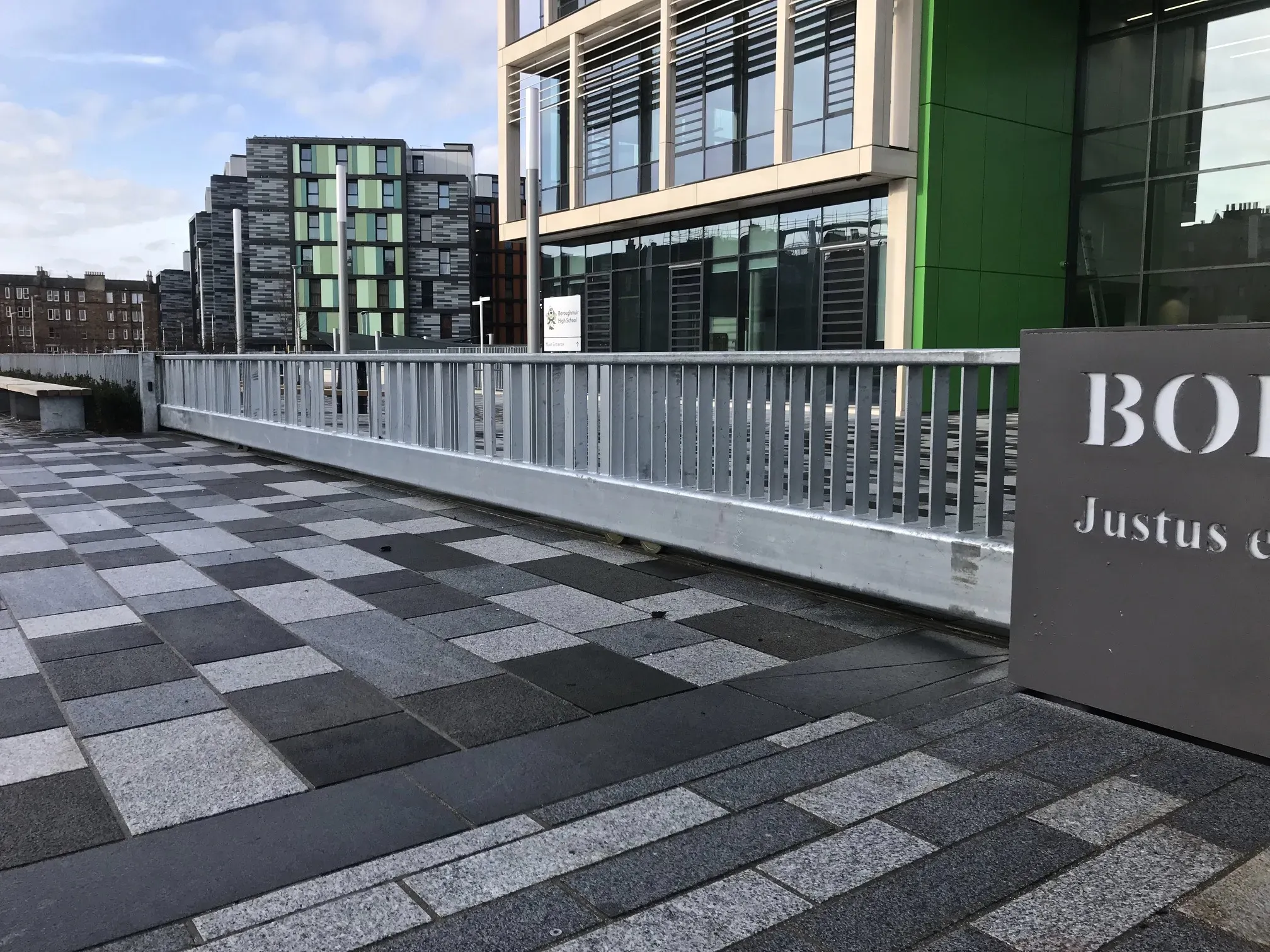 12m tracked sliding gate installed at a school in Edinburgh