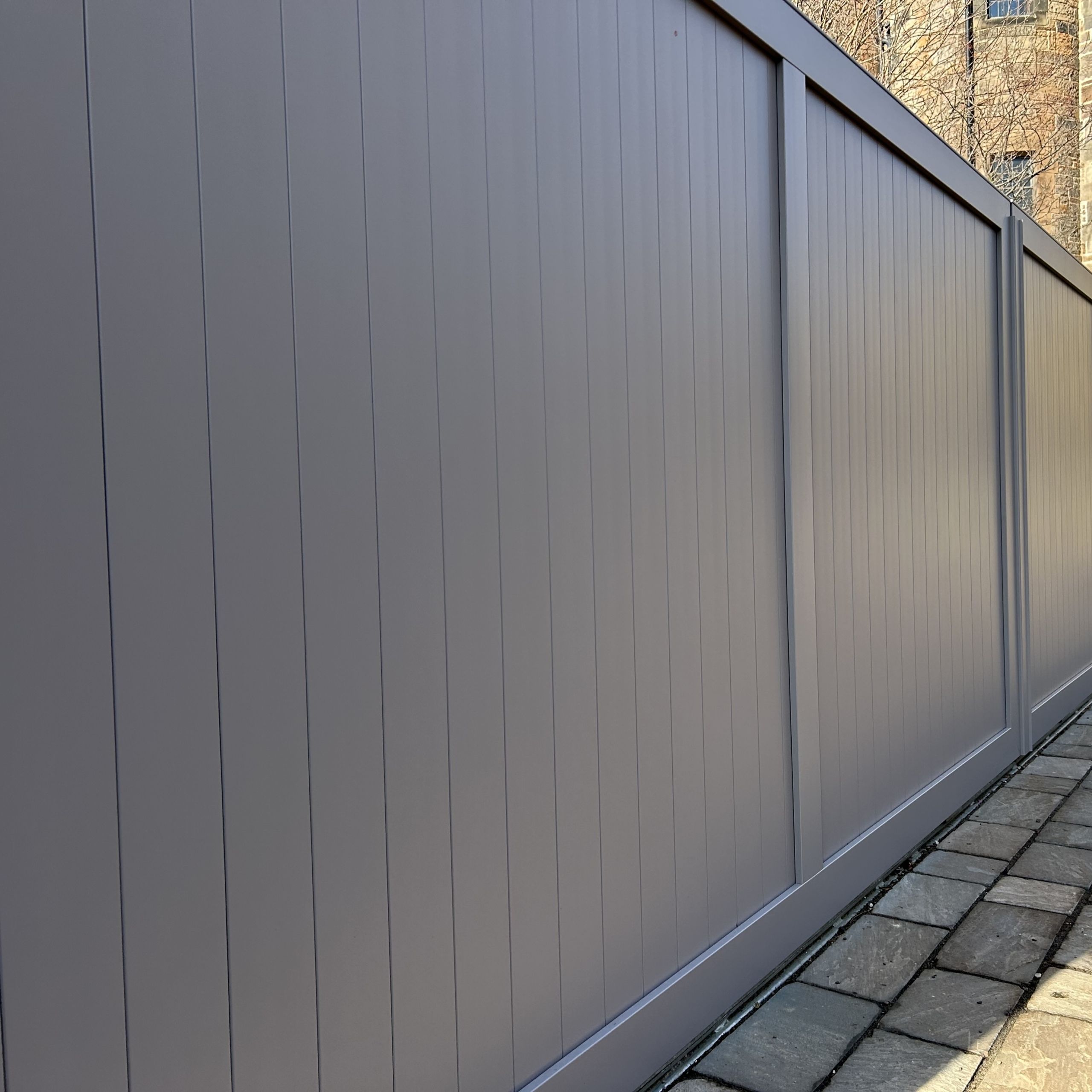 Premium electric aluminium bi-parting sliding gates installed in Edinburgh