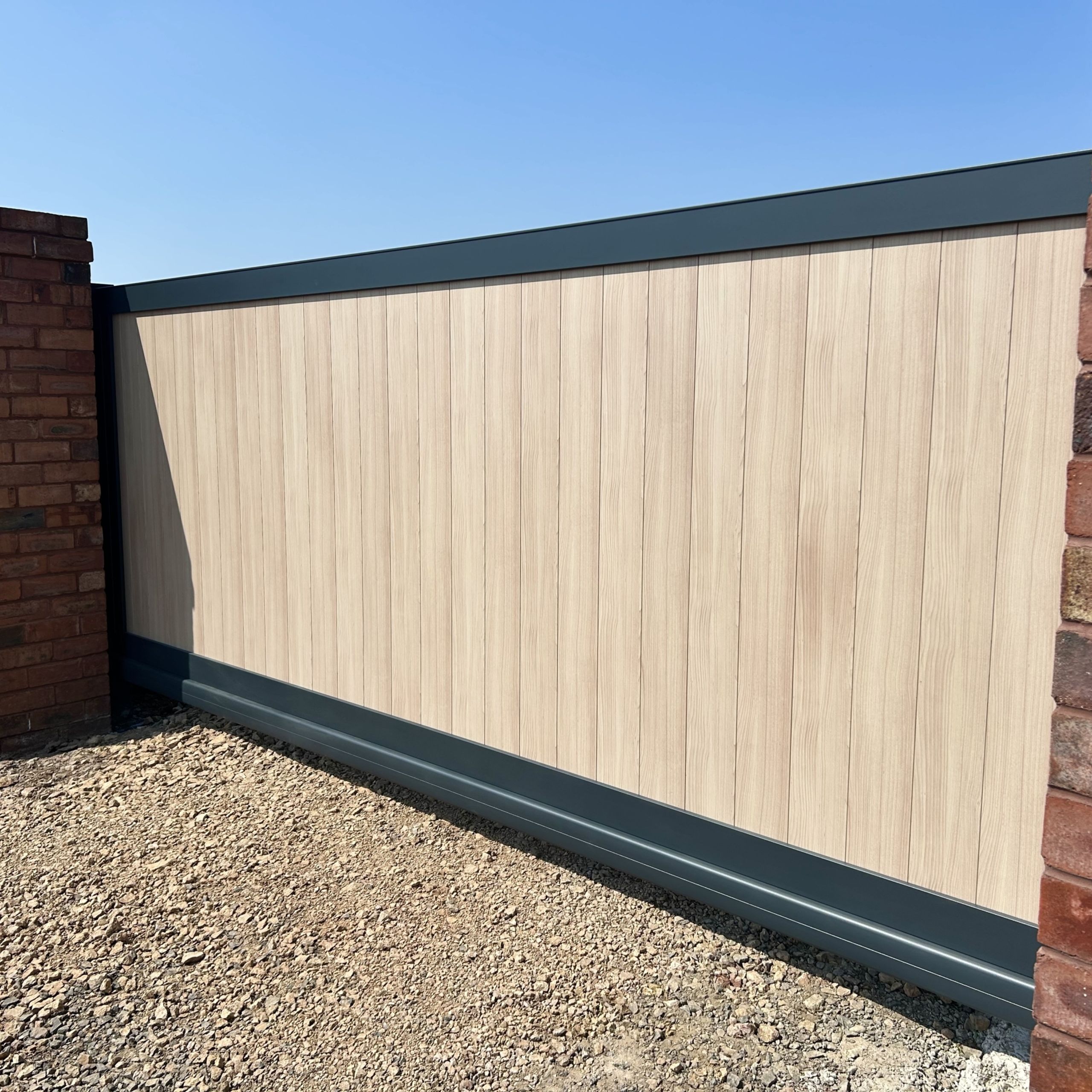 Premium electric aluminium sliding gate installed in Hamilton, Scotland