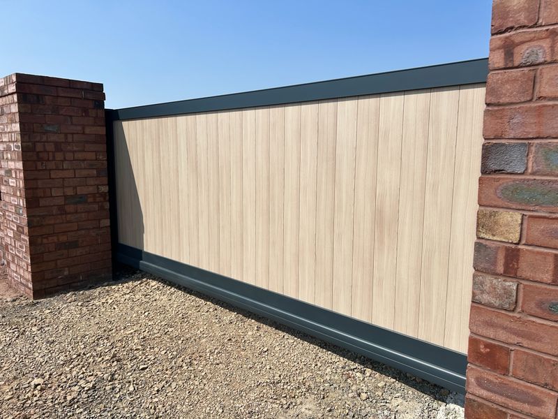 Premium Wood-Effect Aluminium Cantilever Sliding Gate Installation in Hamilton, Scotland